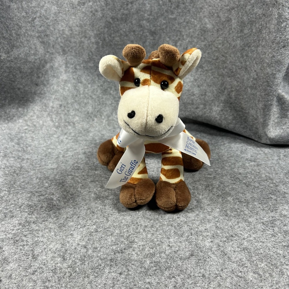 Anico Geri The Giraffe Plush 8in Brown Spotted Baptist Childrens Hospital Ribbon